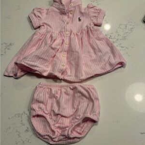 Pink Striped Baby Dress Set
